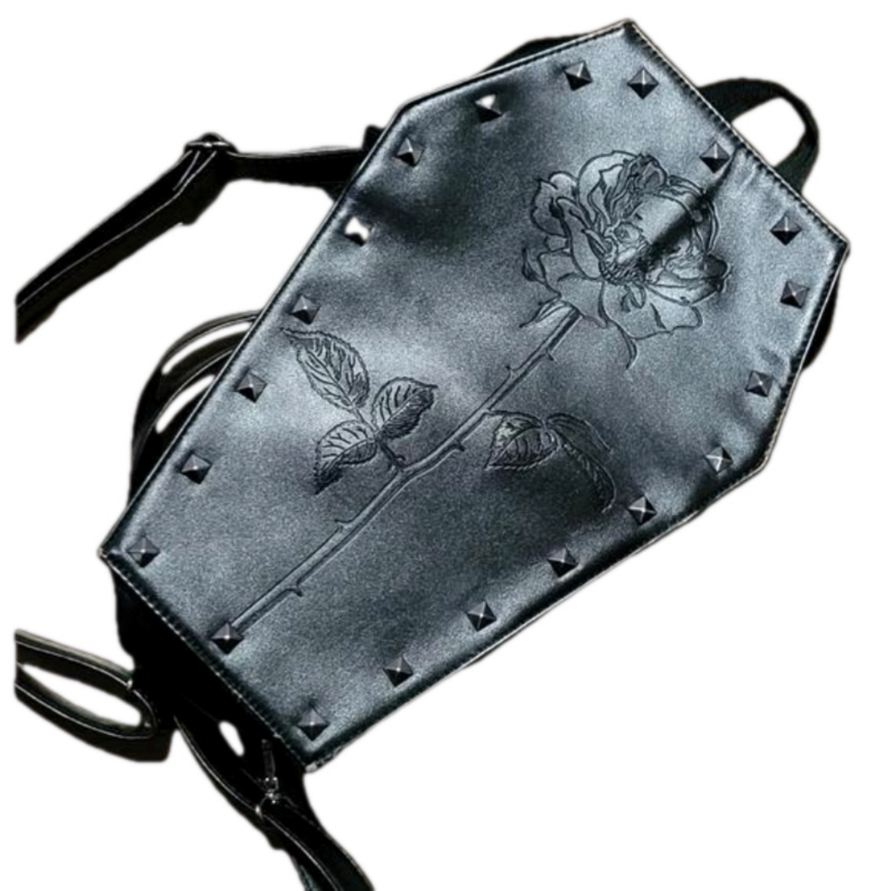 Spencer's leather coffin-shaped bag